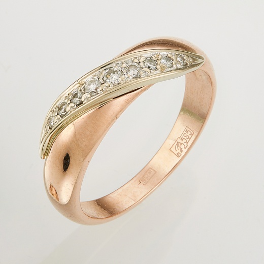 Кольцо из комбинированного золота 585 пробы c 9 бриллиантами Л47060364 фото 1