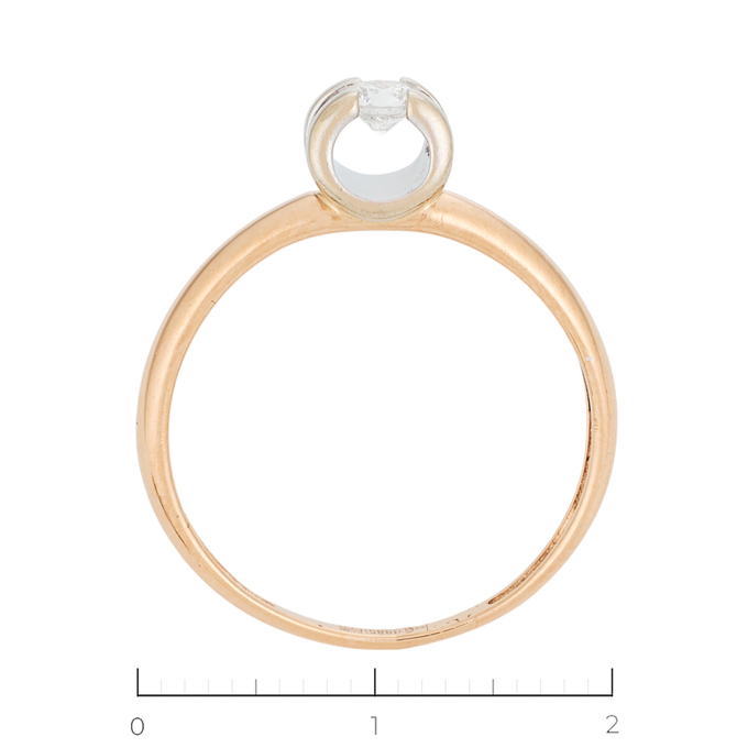 Кольцо из комбинированного золота 585 пробы c 1 бриллиантом, Л 4709 4374 за 15540