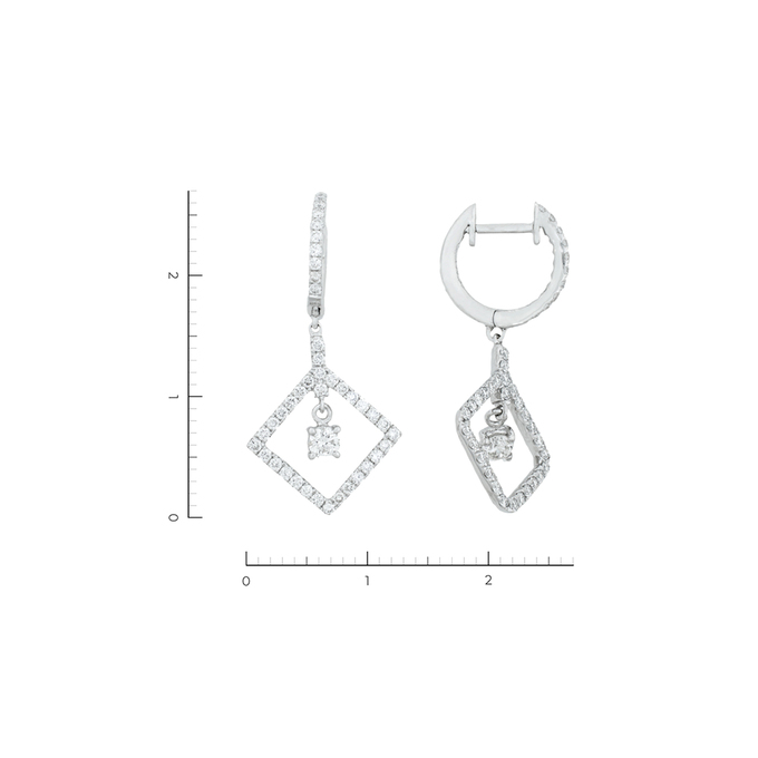 Серьги из золота 750 пробы c 78 бриллиантами