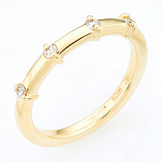 Кольцо из желтого золота 585 пробы c 4 бриллиантами Л60015062 фото 1