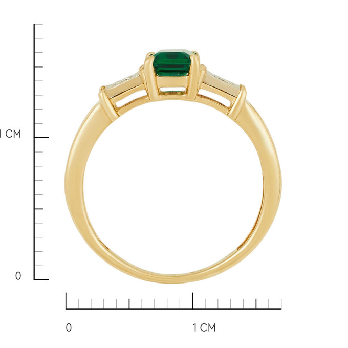 Кольцо из золота 585 пробы c бриллиантами и синтетическими изумрудами, Л 2812 1964 за 21520