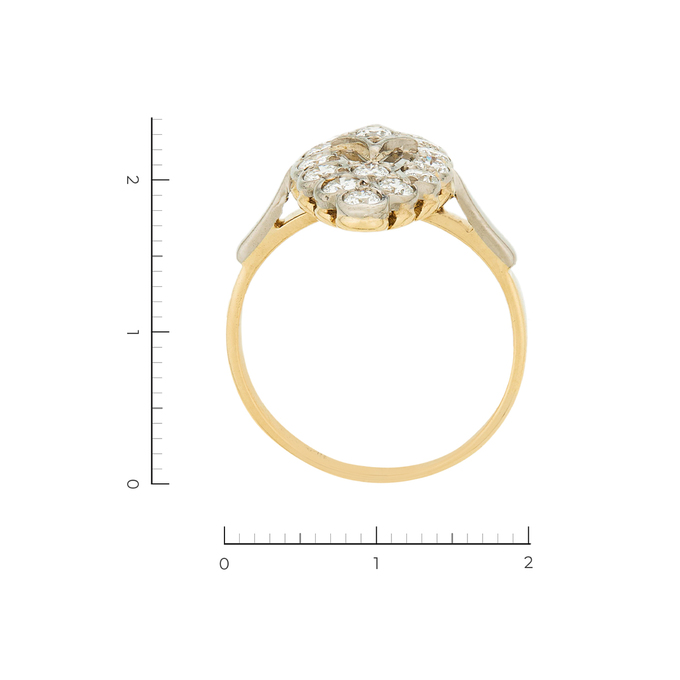 Кольцо из комбинированного золота 750 пробы c 17 бриллиантами, Л 1108 6555 за 130130