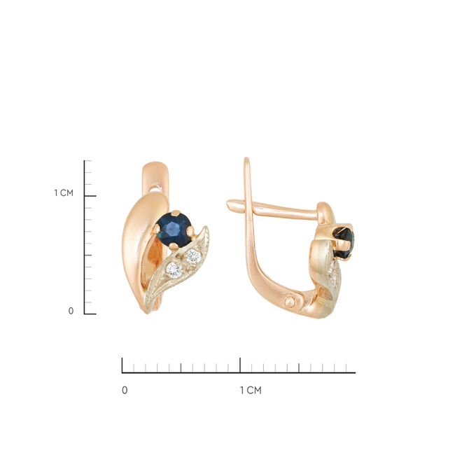Серьги из золота 585 пробы с сапфирами и бриллиантами, Л 1912 3124 за 36400