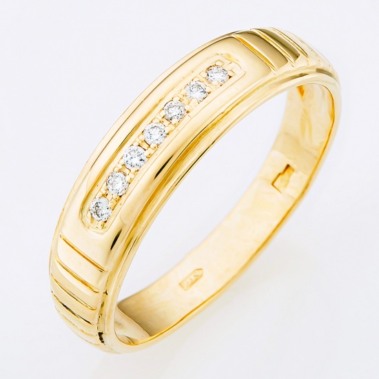 Кольцо из желтого золота 585 пробы c 7 бриллиантами
