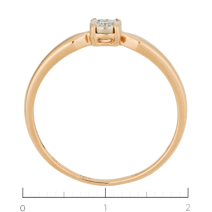 Кольцо из комбинированного золота 585 пробы c 1 бриллиантом, Л 2211 8080 за 10320
