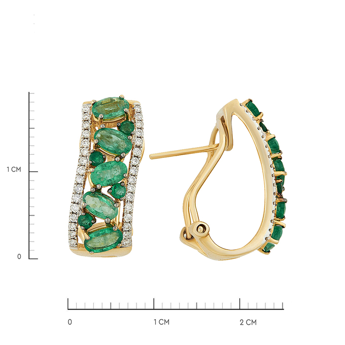Серьги из золота 585 пробы c изумрудами и бриллиантами, Ц О007 1860 за 116000