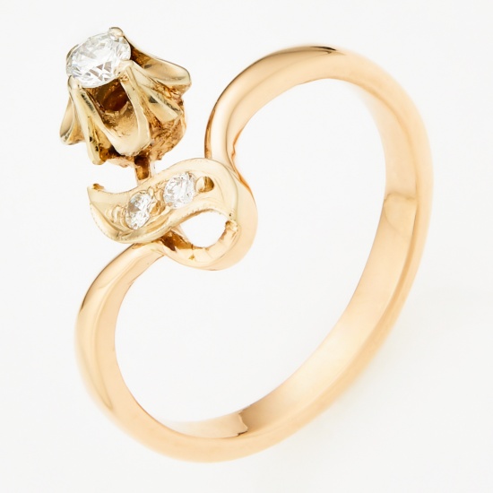 Кольцо из комбинированного золота 585 пробы c 3 бриллиантами, Л32015651 за 21750