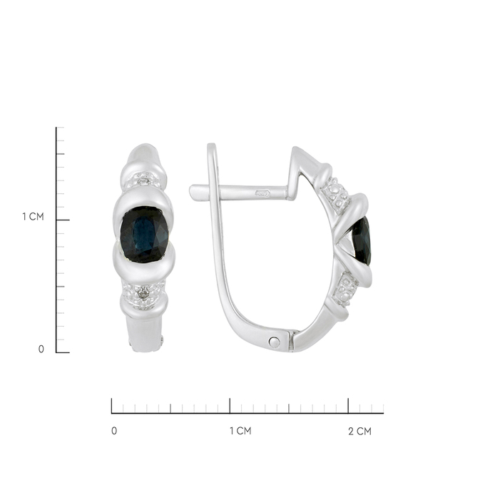 Серьги из золота 585 пробы c сапфирами и бриллиантами, Ц О007 1930 за 57920