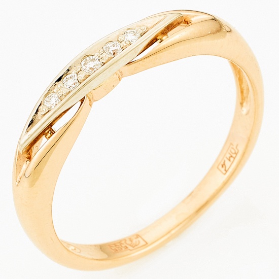Кольцо из комбинированного золота 585 пробы c 5 бриллиантами, Л63019199 за 14940