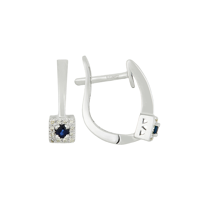 Серьги из золота 585 пробы c диффузионными сапфирами и бриллиантами