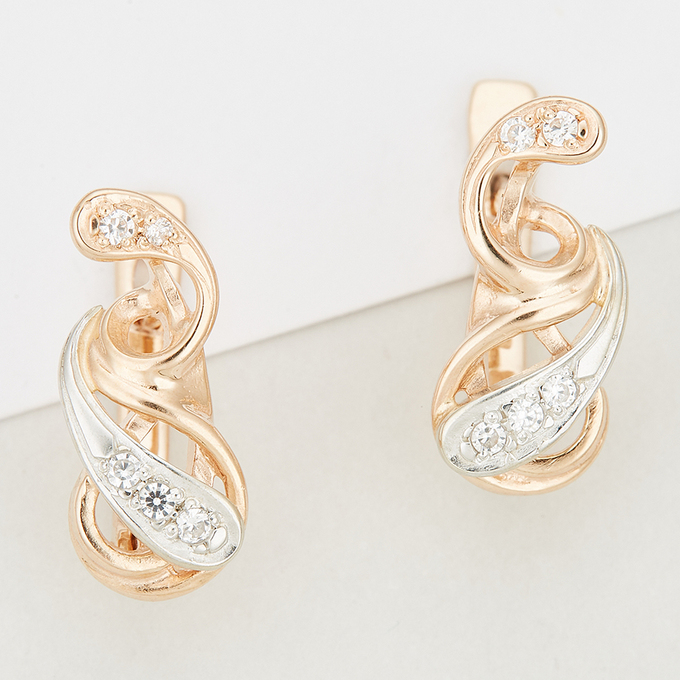 Серьги из золота 585 пробы c фианитами