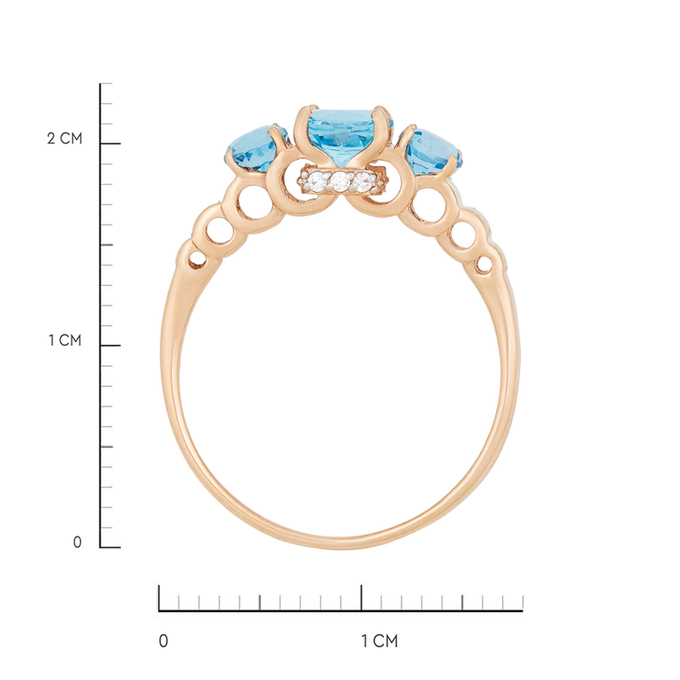 Кольцо из золота 585 пробы c топазами и фианитами, Л 6700 3077 за 16720