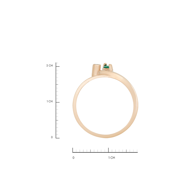 Кольцо из золота 585 пробы c изумрудом и бриллиантом, Ц О003 7220 за 29520