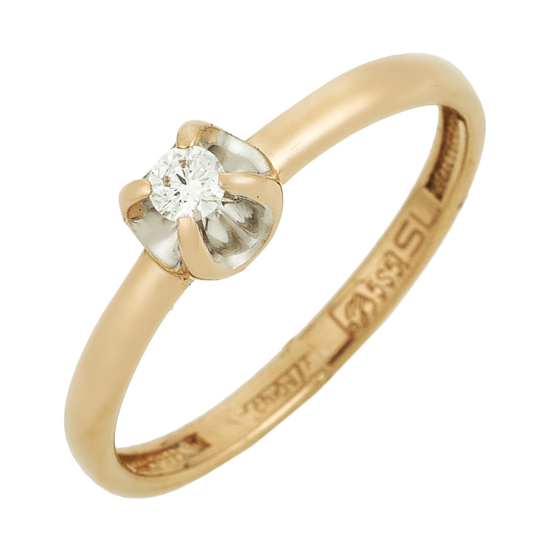 Кольцо из комбинированного золота 585 пробы c 1 бриллиантом, Л63020304 за 6075
