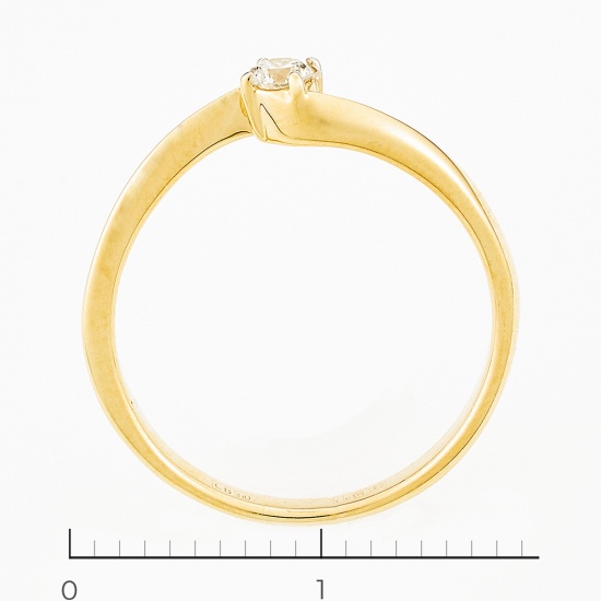 Кольцо из желтого золота 585 пробы c 1 бриллиантом, Л45068438 за 8400