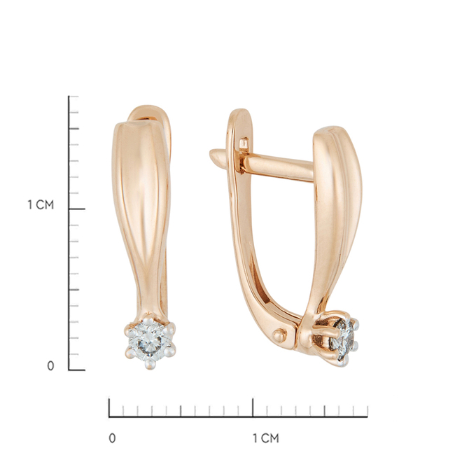 Серьги из золота 585 пробы c 2 бриллиантами, Л 2810 8542 за 24720