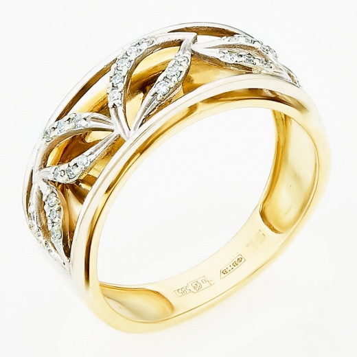 Кольцо из комбинированного золота 585 пробы c 29 бриллиантами Л32077858 фото 1