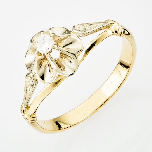 Кольцо из комбинированного золота 585 пробы c 1 бриллиантом Л04070410 фото 1