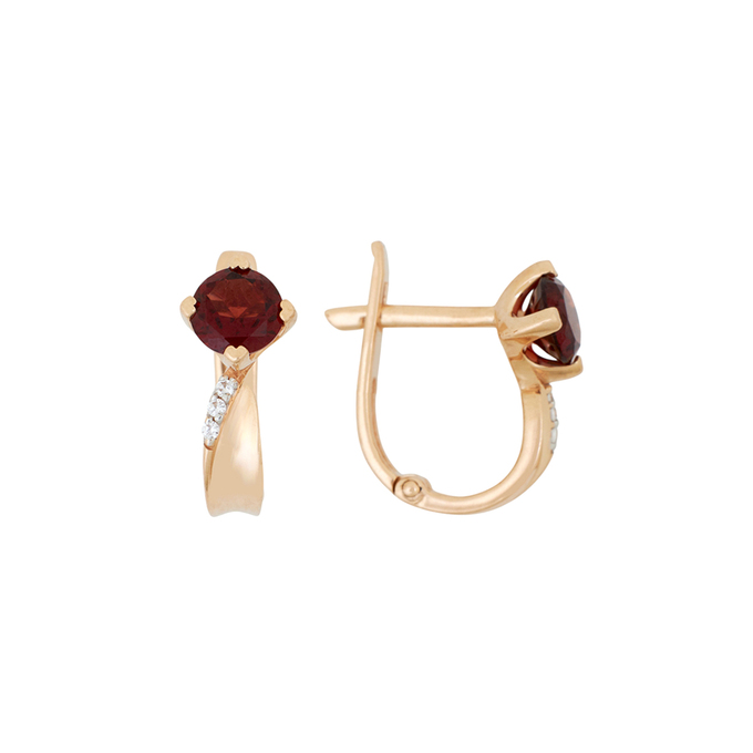 Серьги из золота 585 пробы c гранатами и фианитами, Л 3014 1971 за 21520