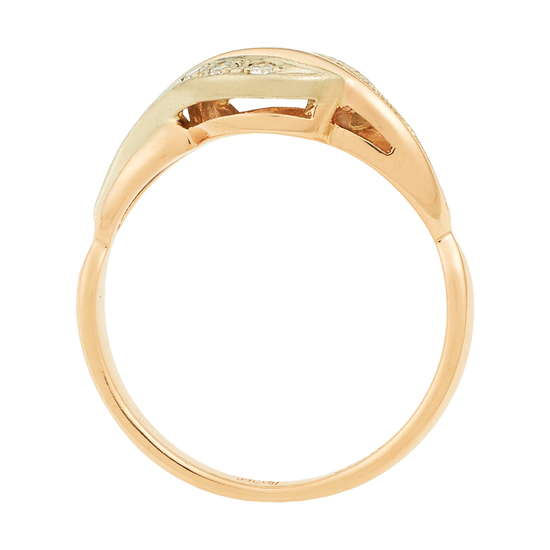 Кольцо из комбинированного золота 585 пробы c 6 бриллиантами, Л47091354 за 14200