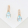 Серьги из золота 585 пробы c 10 бриллиантами и 2 топазами
