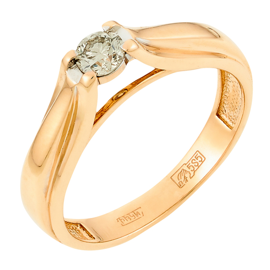 Кольцо из красного золота 585 пробы c 1 бриллиантом, Л35060376 за 12425