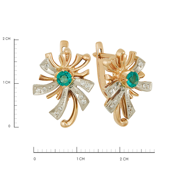 Серьги из золота 585 пробы c изумрудами и бриллиантами, Л 2808 2134 за 84000