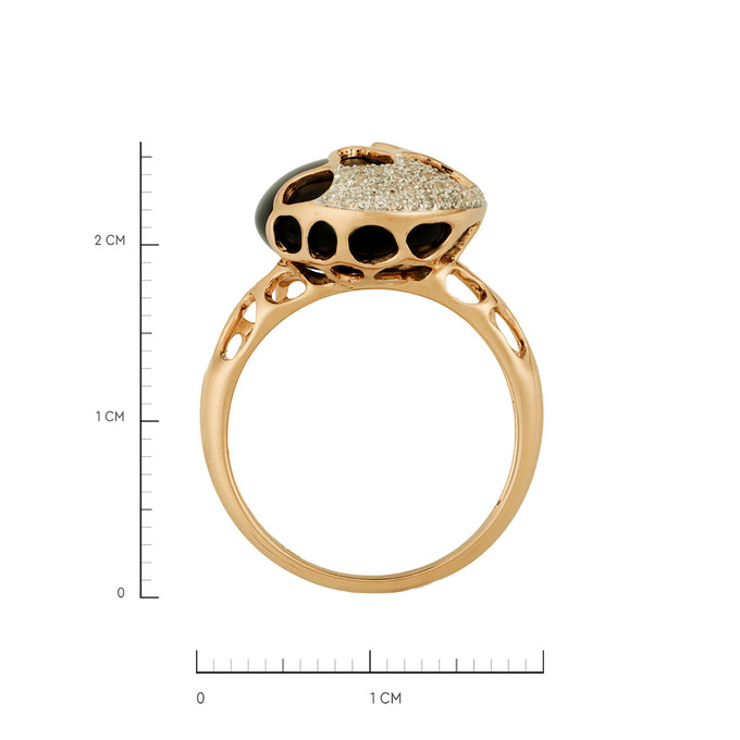 Кольцо из золота 585 пробы c бриллиантами и ониксом