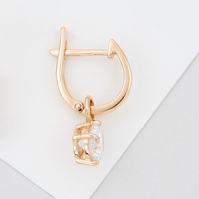 Серьги из красного золота 585 пробы c фианитами