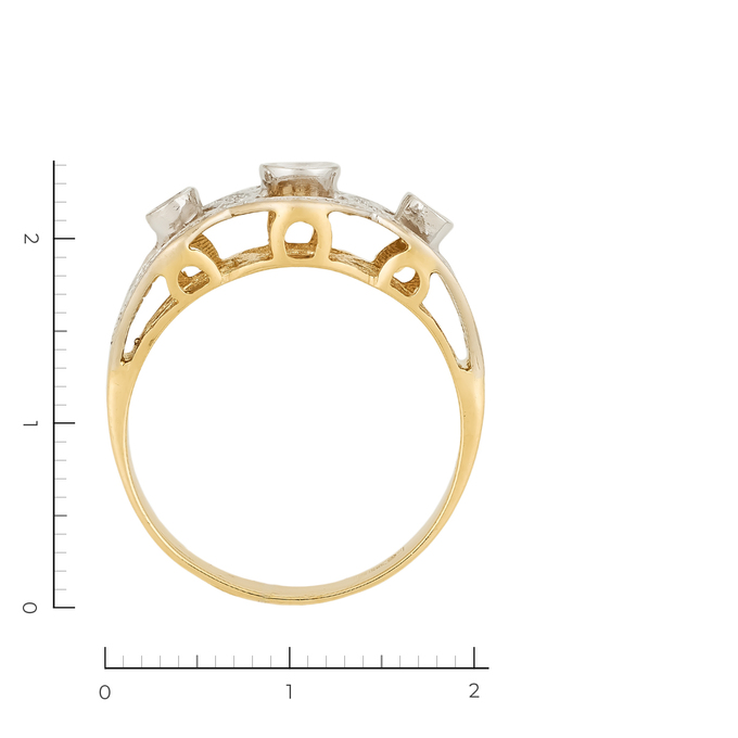 Кольцо из комбинированного золота 585 пробы c 63 бриллиантами, Л 5703 1964 за 38320