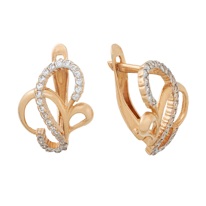 Серьги из золота 585 пробы c фианитами