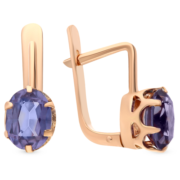 Серьги из золота 583 пробы c корундами