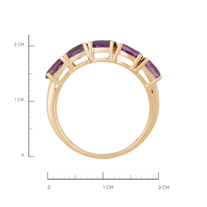 Кольцо из золота 585 пробы c аметистами и бриллиантами, Л 2210 9937 за 37600