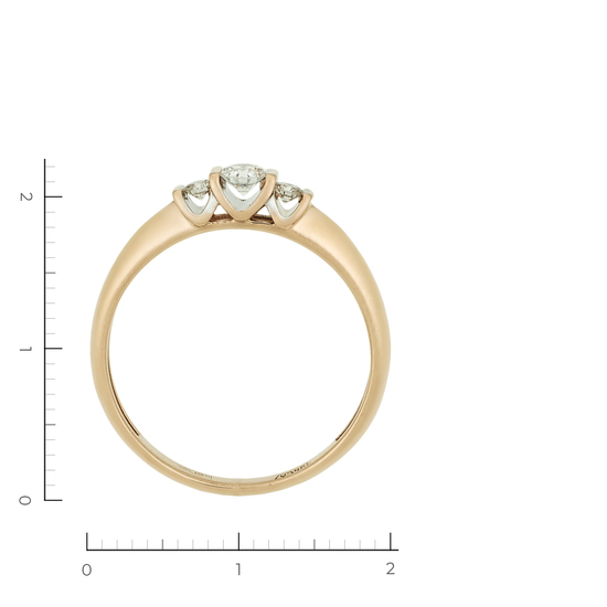Кольцо из комбинированного золота 585 пробы c 3 бриллиантами, Л19109902 за 13600