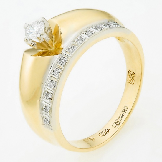Кольцо из комбинированного золота 750 пробы c 13 бриллиантами