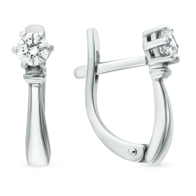 Серьги из белого золота 585 пробы c фианитами