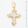 Крестик из комбинированного золота 585 пробы c 1 бриллиантом Л39001415 фото 2