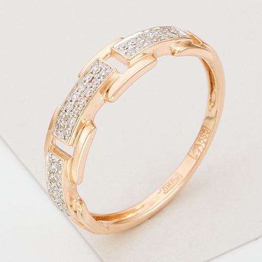 Кольцо из комбинированного золота 585 пробы c 42 упр. огр. бриллиантами 118708 фото 1