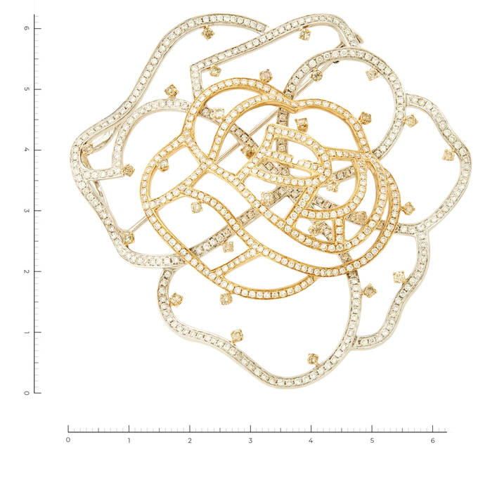 Брошь из комбинированного золота 750 пробы c 530 бриллиантами, Л 2808 7773 за 194000