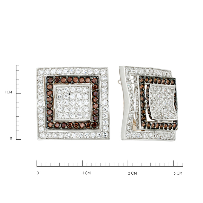 Серьги из золота 585 пробы c фианитами и синтетическими камнями