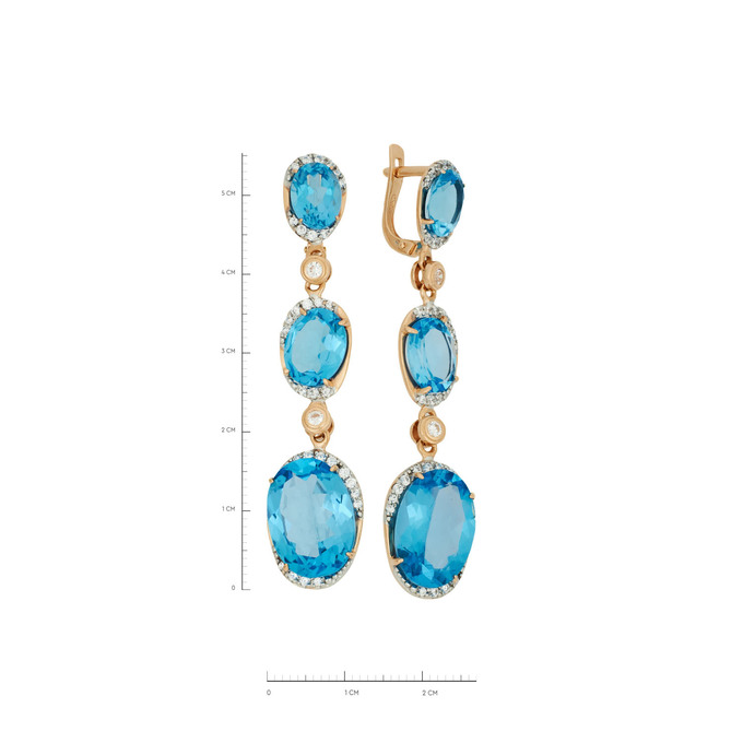 Серьги из золота 585 пробы с топазами и фианитами, Л 4503 1000 за 91200