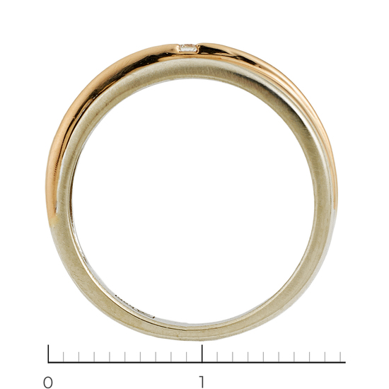Кольцо из комбинированного золота 585 пробы c 1 бриллиантом, Л66020270 за 9560
