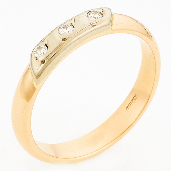 Кольцо из комбинированного золота 585 пробы c 3 бриллиантами, Л24137203 за 13450