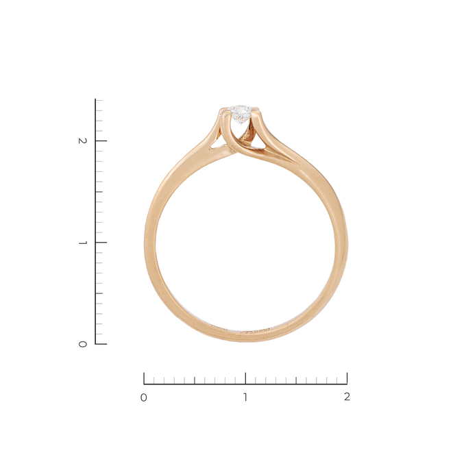 Кольцо из красного золота 585 пробы c 1 бриллиантом, Л 3705 9332 за 16800
