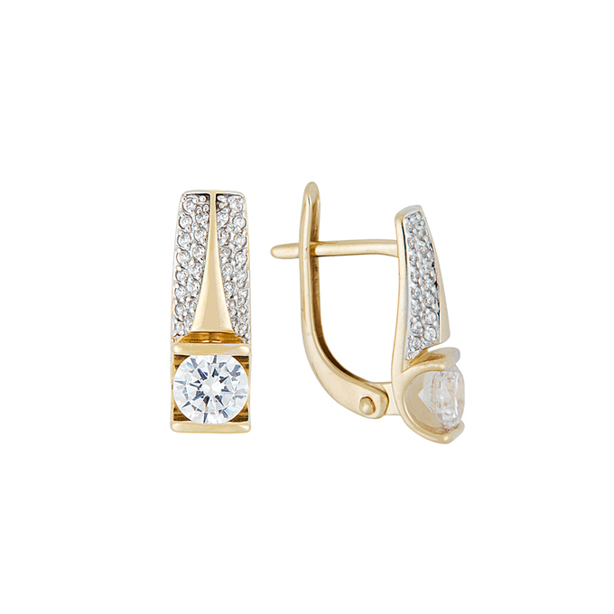 Серьги из золота 585 пробы c фианитами