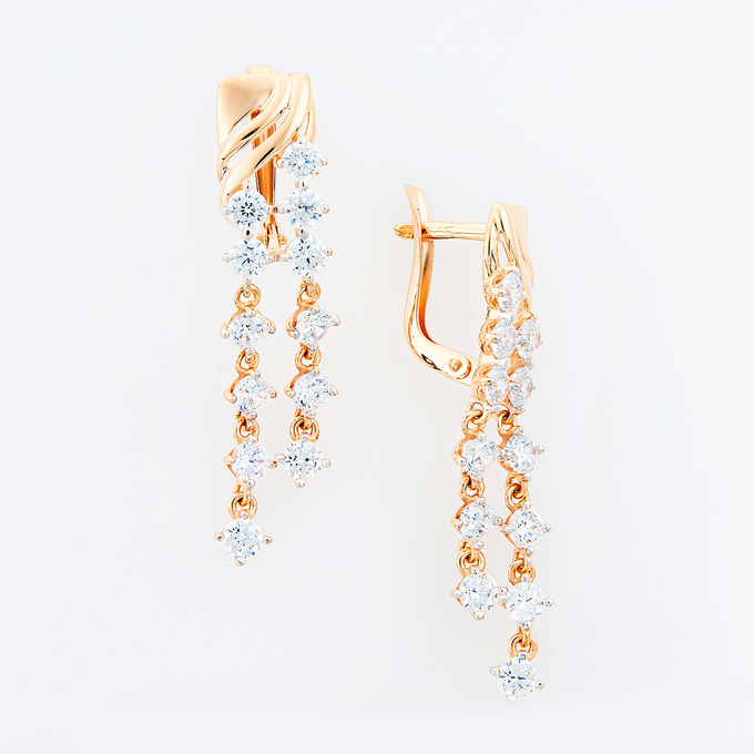 Серьги из золота 585 пробы c 24 фианитами, Л 4505 7154 за 35520
