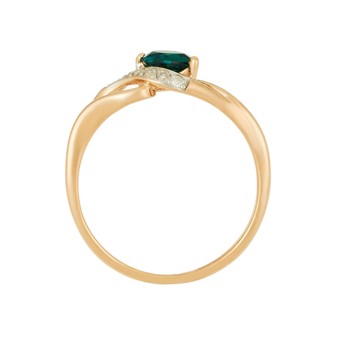 Кольцо из золота 585 пробы c бриллиантами и синтетическим изумрудом, Л 3209 2275 за 15920