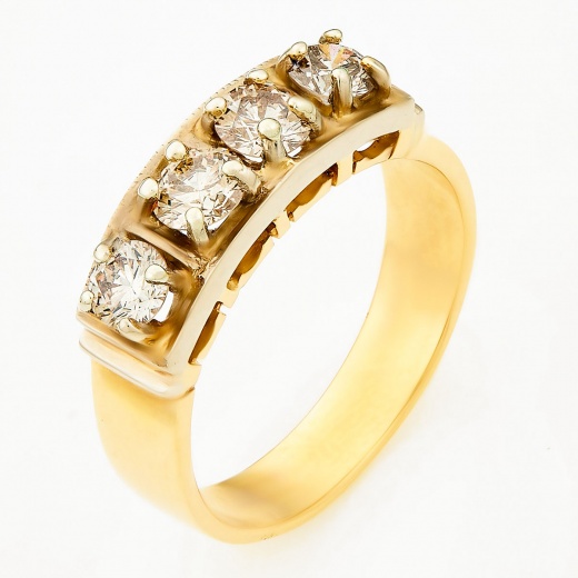 Кольцо из комбинированного золота 585 пробы c 4 бриллиантами Л32069818 фото 1