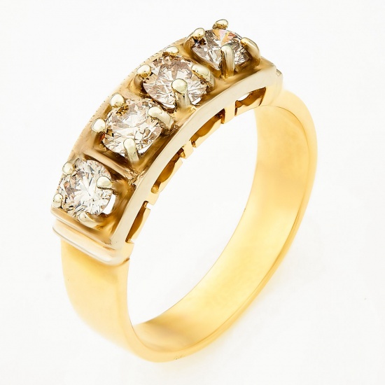 Кольцо из комбинированного золота 585 пробы c 4 бриллиантами, Л32069818 за 151560
