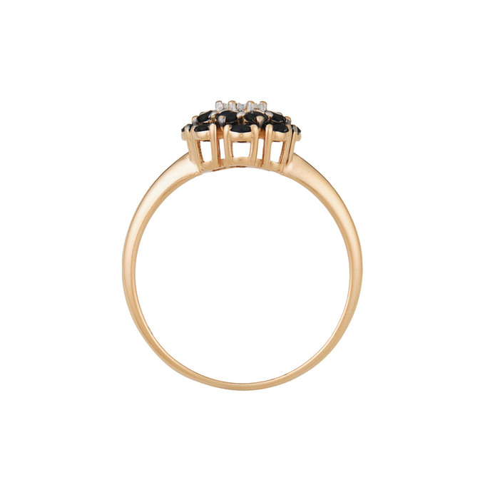 Кольцо из золота 585 пробы c бриллиантом и синтетическими сапфирами, Л 6002 5907 за 32200